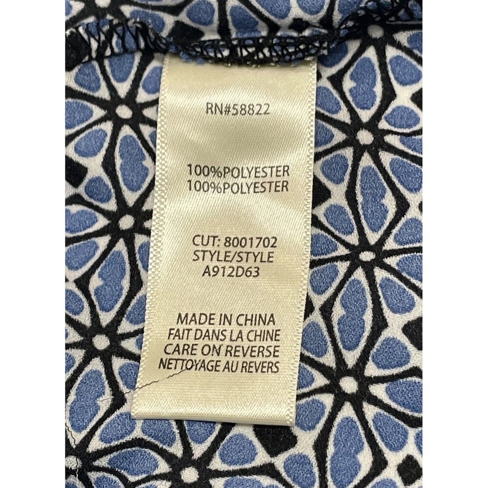 Max Studio Dress Blue Printed Short Sleeve V Neck Midi Tie Waist Women's S NWT - Picture 8 of 9